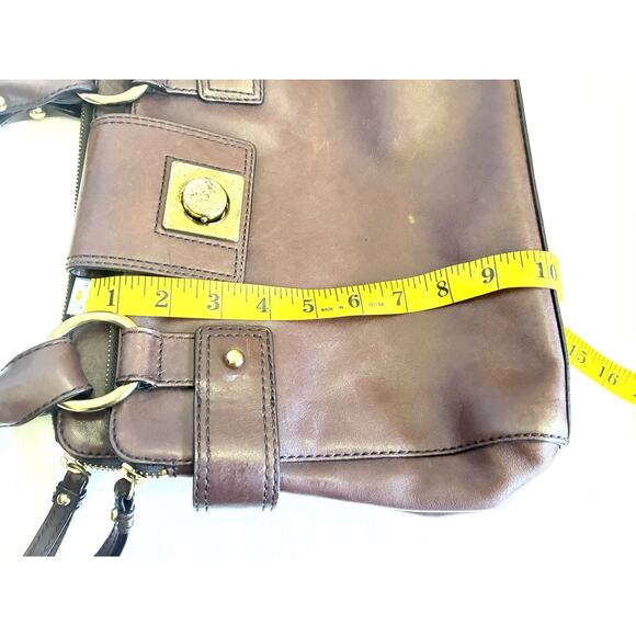 Banana Republic Smooth Chocolate Brown Leather Satchel Purse Bag - Picture 8 of 11